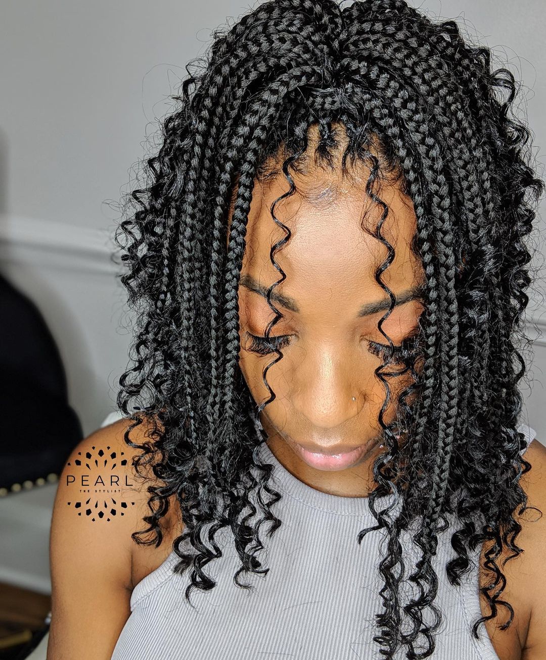 braided hairstyle for Black women with colored gel bands  - Protective hairstyles cute NHP Approved