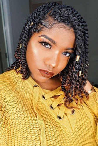 Sis is shining brighter than a diamond with these short Senegalese Twist Braids! She is also rockin' the ombre color twists with curly ends. LOVE IT!!!