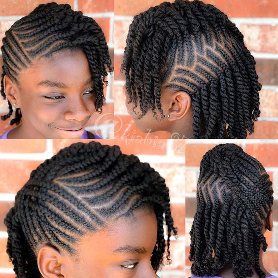 black braided hairstyles for girls kids. neat