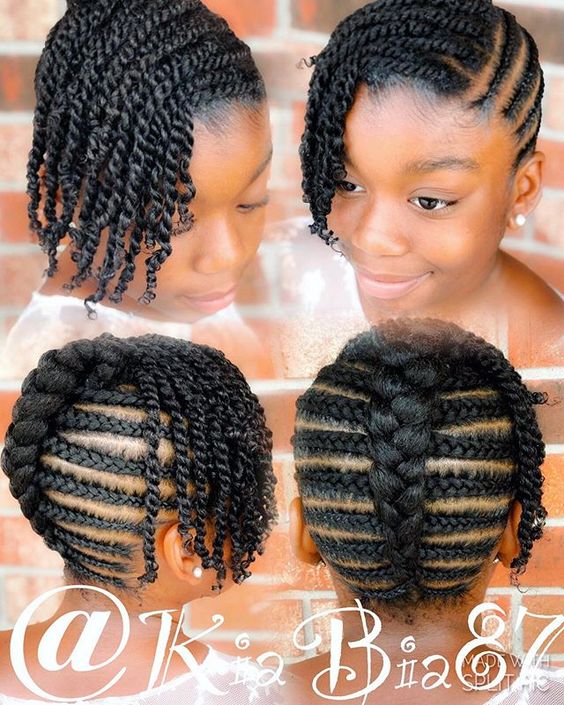Braid Hairstyles for Black Women & Girls girls kids bangs