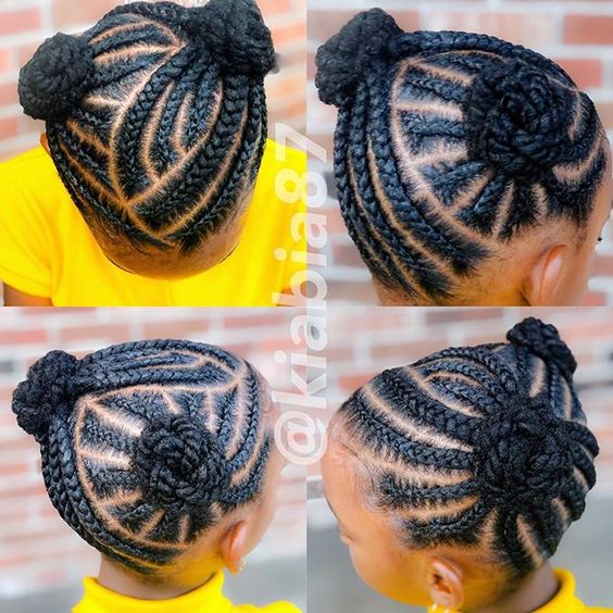 Braid Hairstyles for Black Women & Girls black braided hairstyles for girls kids double bun