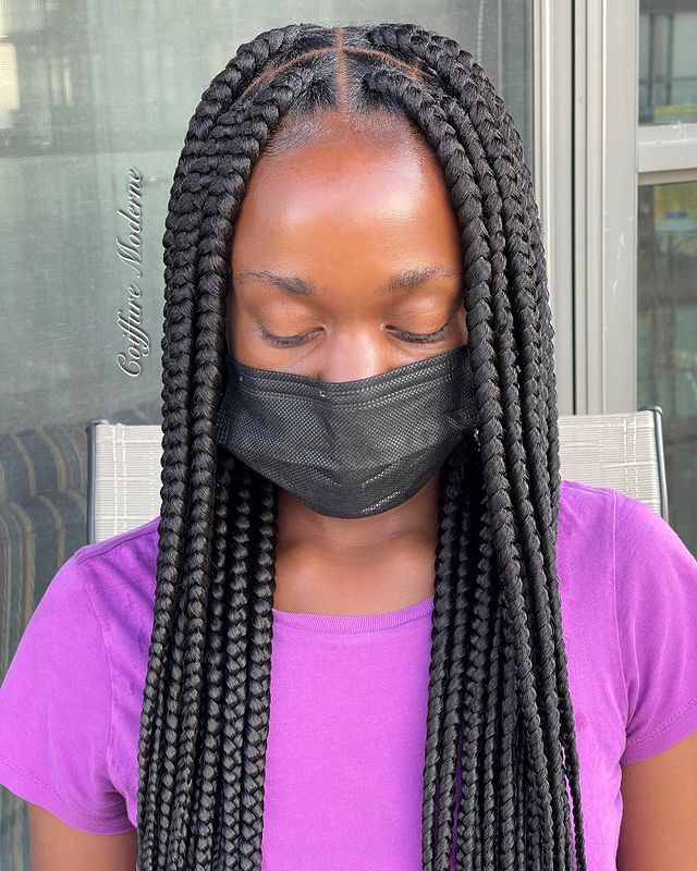 Jumbo Box Braid Hairstyles for Black Women... Large and long.  black braided hairstyles for girls kids.