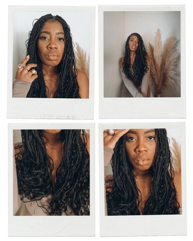 Medium Box braid protective styles for natural hair braids latest hairstyle halo box braids for black women. Updos on medium-length to long hair, simple styles no weave edges - knotless box braids.