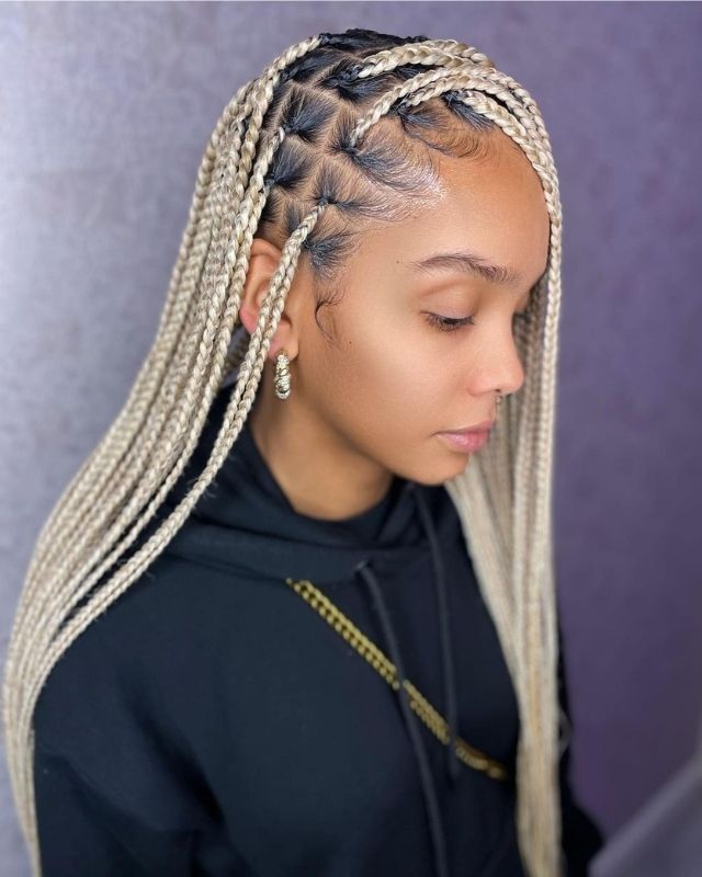 Medium Box Braid Hairstyles for Black Women. modern easy protective hairstyles. Super cute and you can get knotless box braids too...