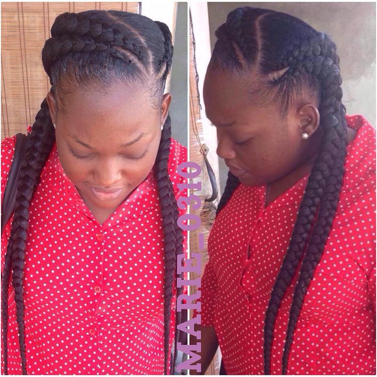 goddess braids small feed in braids ponytail, 6 feed in braids with box braids