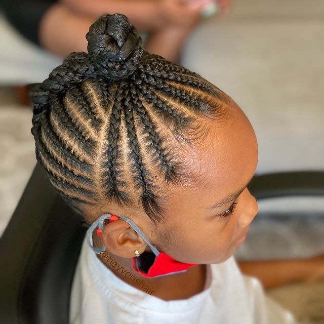 Cute feed-In stitch braids, two feed in braids, small feed in braids ponytail, 6 feed in braids with box braids