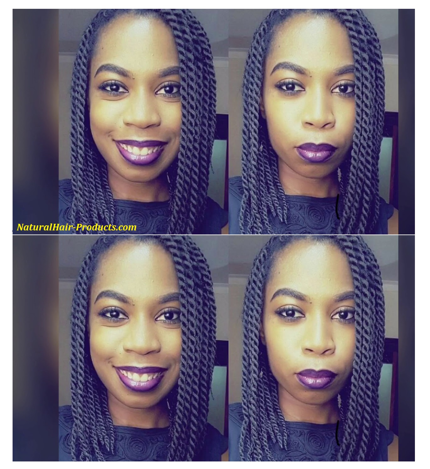 FIRE! Both the plum lipstick and this small short Senegalese twist crochet hairstyle. This hairstyle is versatile and fun. And if you love a good long bob, you need to take this pic to...