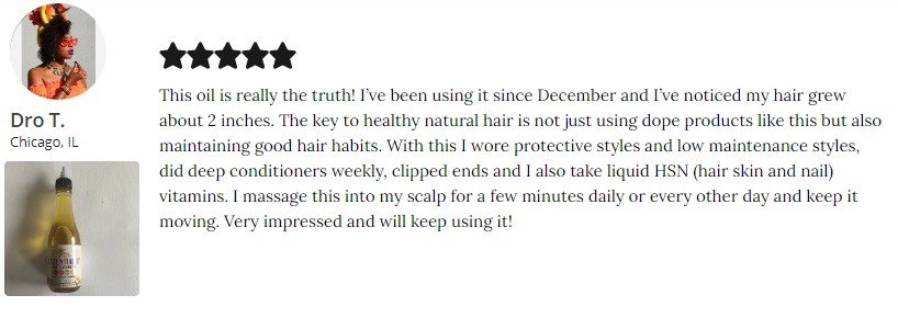 Alikay Naturals Hair Growth Oil Reviews - 5 star hair grew 2 inches fast