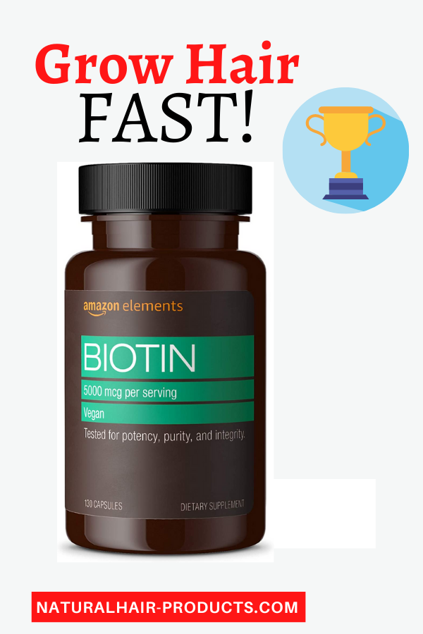 Hair Growth Vitamins - Amazon Elements Vegan Biotin 5000 mcg