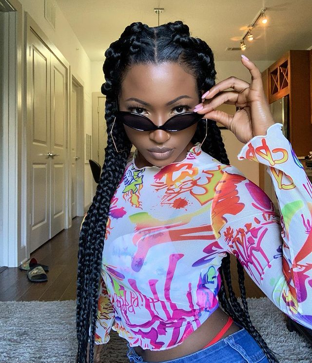 Jumbo Box Braid Hairstyles. different braid styles black wedding, hairstyles for bridesmaids, black wedding hairstyles & easy hairstyles for black women. updos on medium-length to long hair,