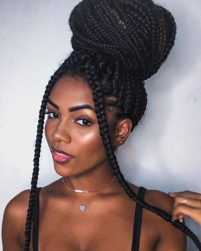 Jumbo Box Braid Hairstyles for Black women. Get professional salon ideas, see large and jumbo crochet braids...