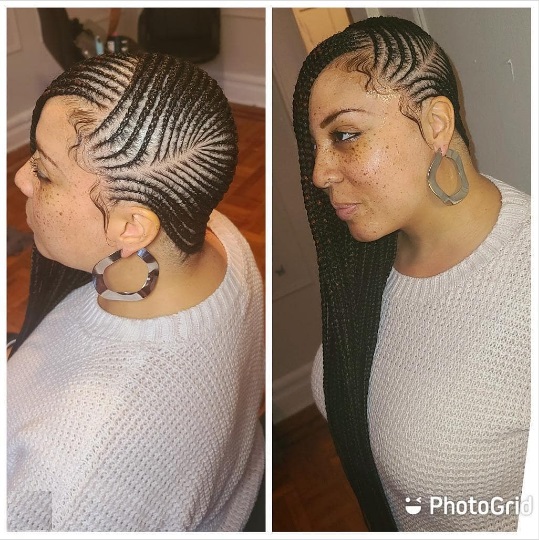 Cute medium length Lemonade braids styles on pretty black woman. Lemonadebraids hairstyles.