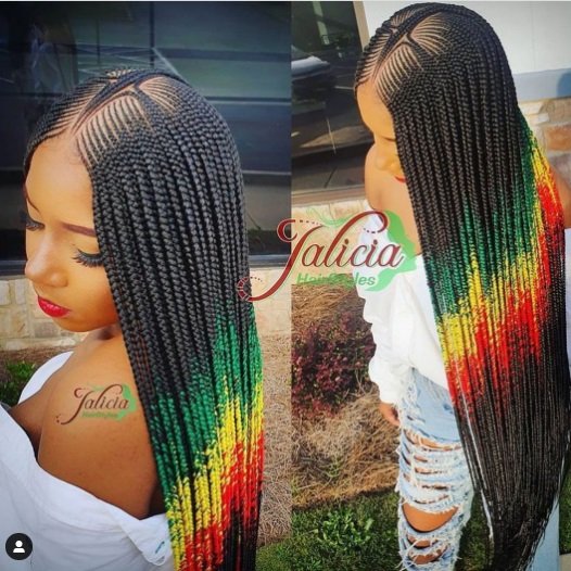 Cute Lemonade Braids hairstyle on pretty black woman. Lemonade Braids, good hair.