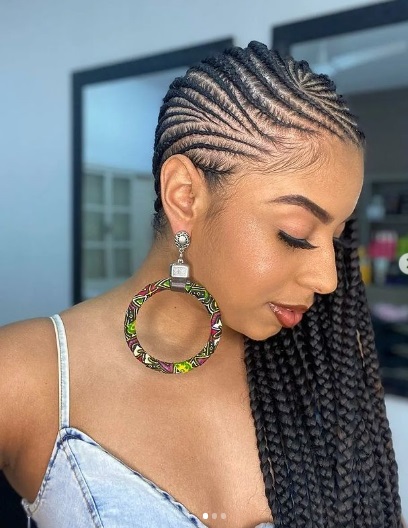 Lemonade braids style on pretty Black woman...