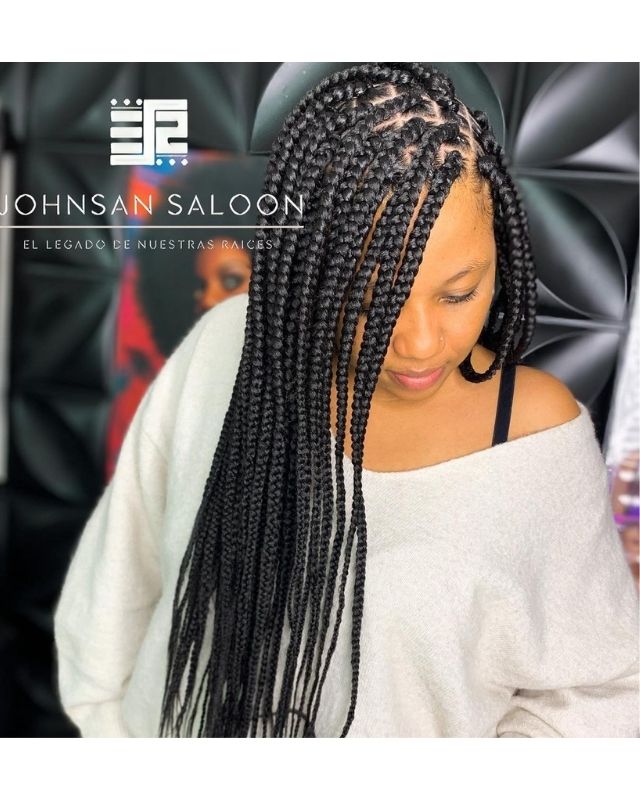 Medium Box Braid Hairstyles for Black Women. Short, medium, long knotless box braids hairstyles gallery.