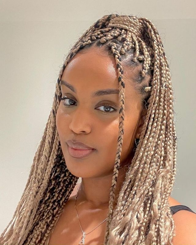 medium Box Braid Hairstyles for Black women. See more Black Braided Hairstyles protective styles for natural hair box braids, great updo for vacation. great for swimming too.
