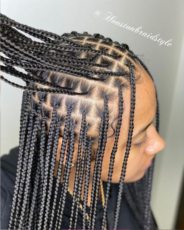Box Braid Hairstyles for Black Women. easy african different wedding hairstyles for bridesmaids black hair braided into a knotless box braid bun