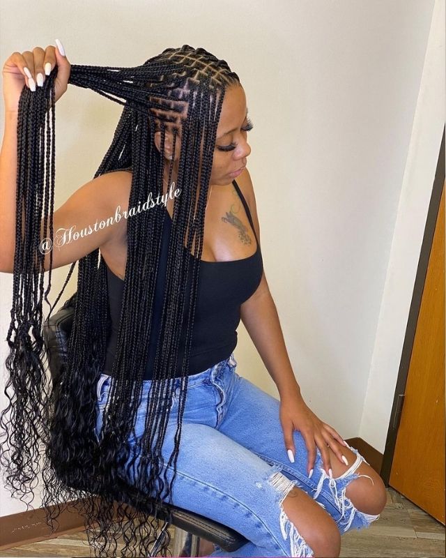Box braid ponytails protective styles for natural hair braids latest hairstyle halo box braids for black women. Updos on medium-length to long hair, simple styles no weave edges - knotless box braids.
