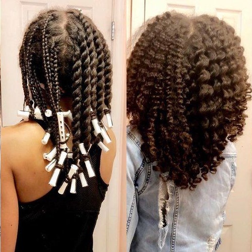 perm rod set on natural hair