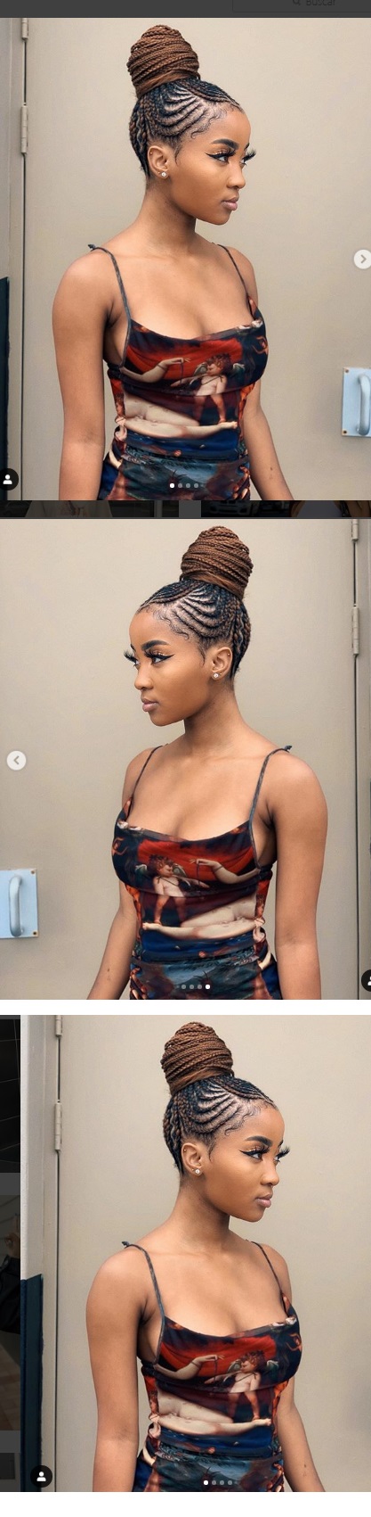 quick-braid-hairstyles-with-weave fake long eyelashes cute makeup black woman